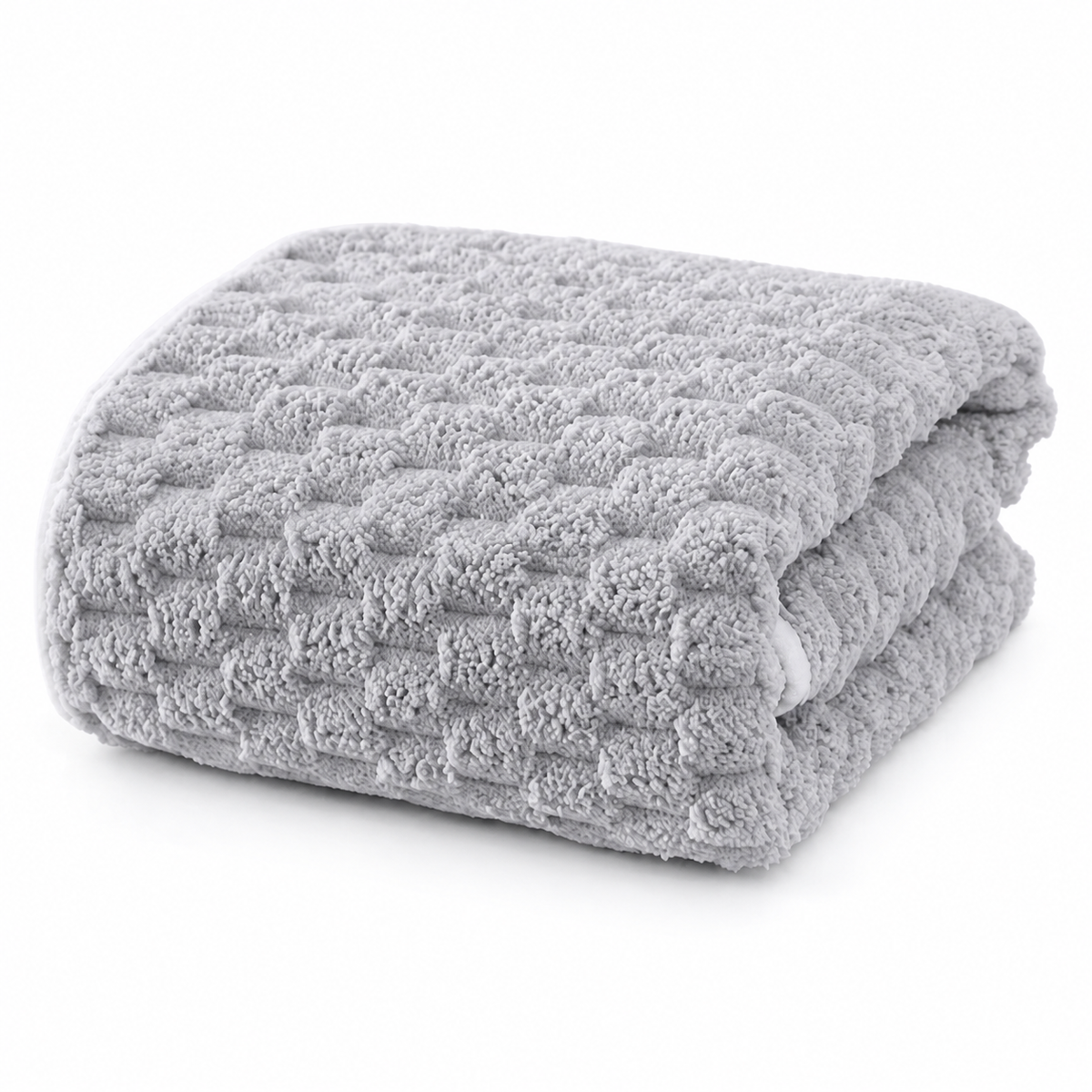 Velory Band-Textured Microfiber Bath Towel — white background — Light Grey / 35 × 75 cm