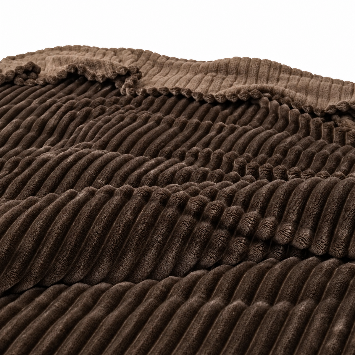 Neat Valley Ribbed Polyester Blanket — white background — Brown / 120 × 200 cm