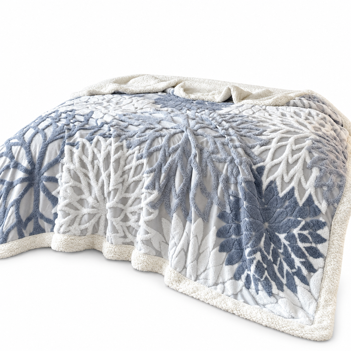 Neat Valley Tufted Polyester Blanket — white background — Blue / 180 × 200 cm