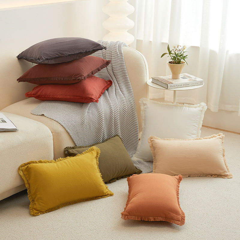 Neat Valley Fringed Cotton Pillow Cover additional product photo