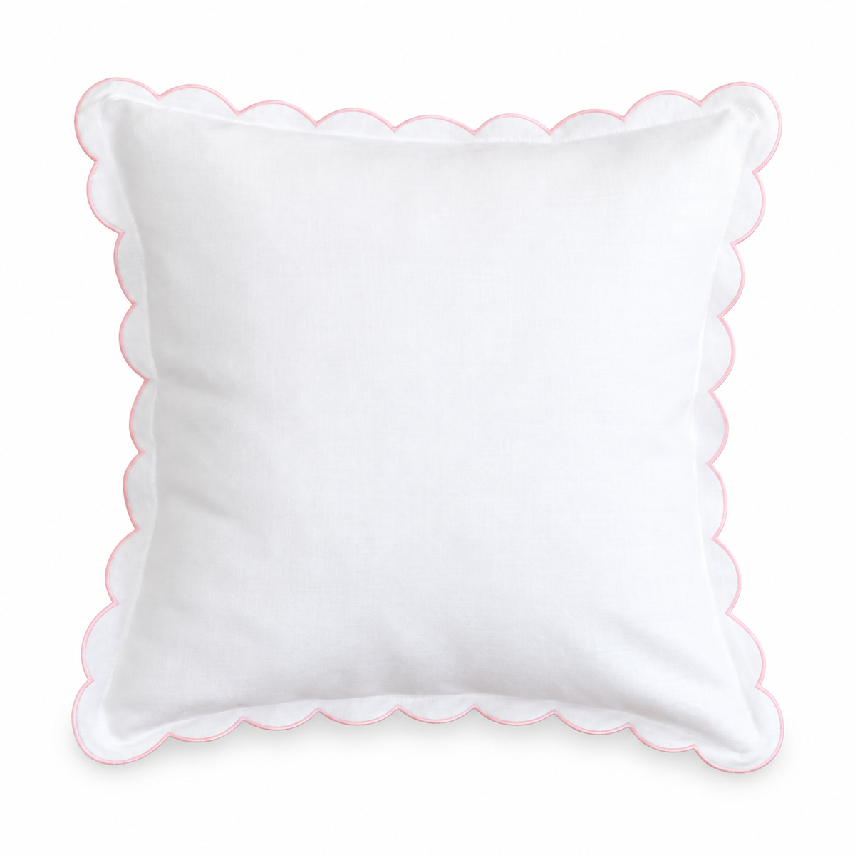 Neat Valley Scalloped Linen Pillow Cover — white background — White / 50 × 50 cm