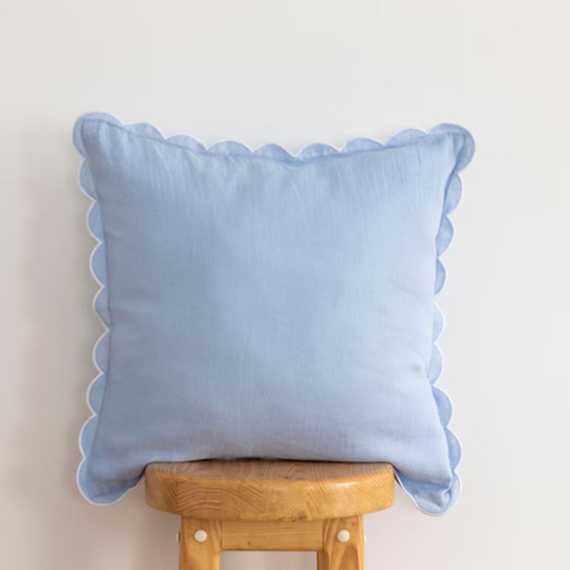 Neat Valley Scalloped Linen Pillow Cover additional product photo