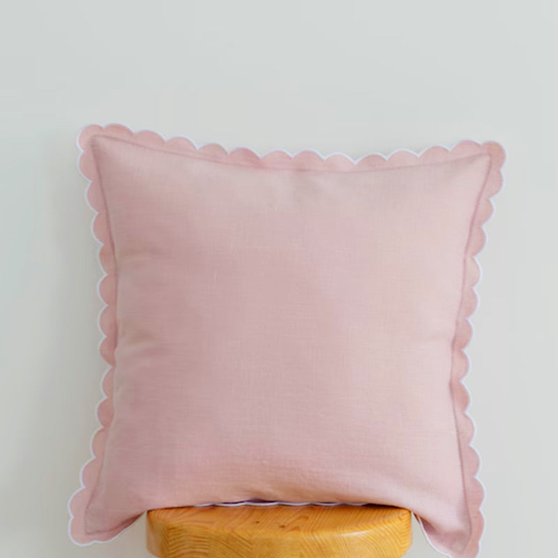 Neat Valley Scalloped Linen Pillow Cover studio product photo