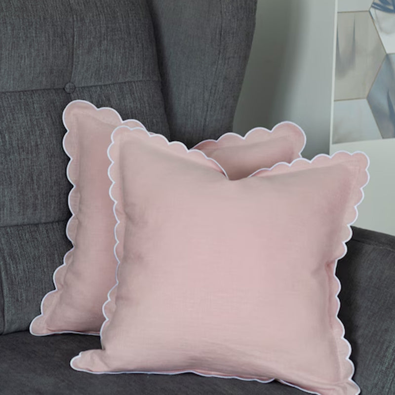Neat Valley Scalloped Linen Pillow Cover additional product photo