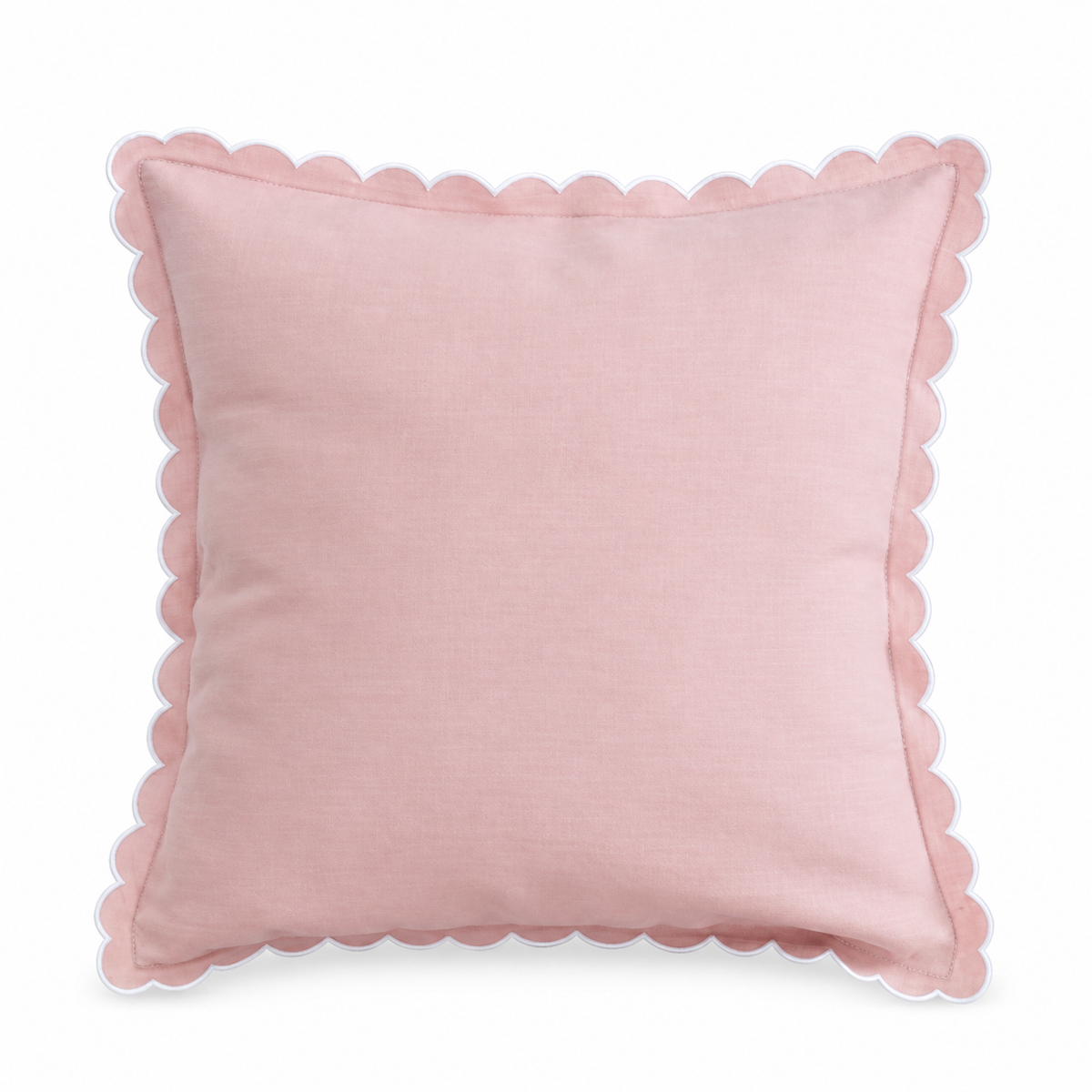 Neat Valley Scalloped Linen Pillow Cover — white background