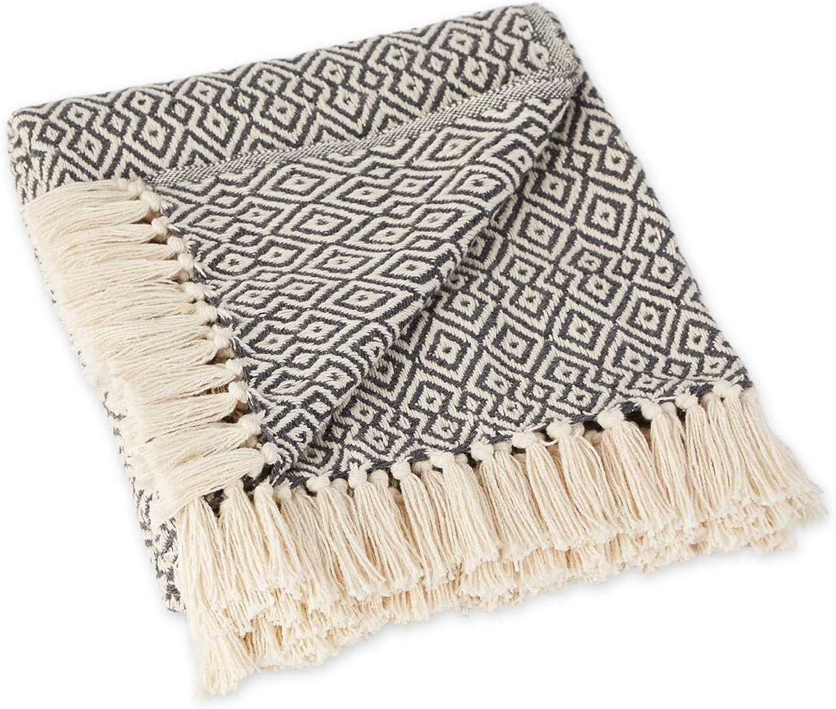 Neat Valley Cotton Diamond Fringe Throw additional product photo