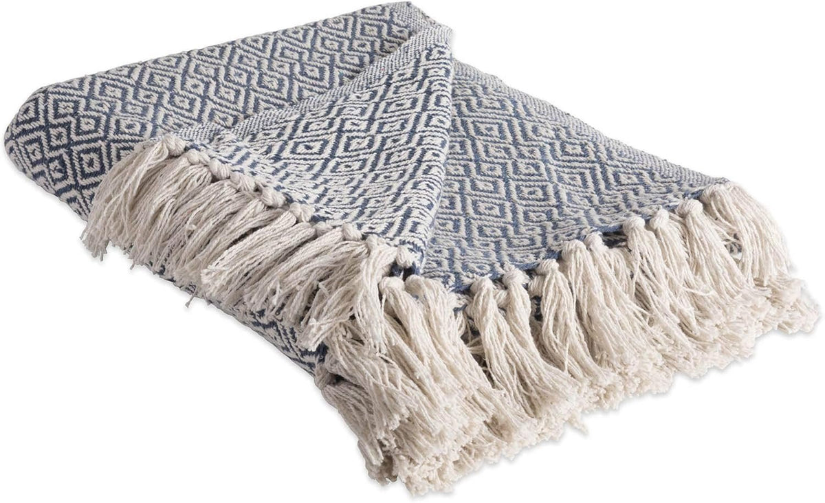 Neat Valley Cotton Diamond Fringe Throw studio product photo