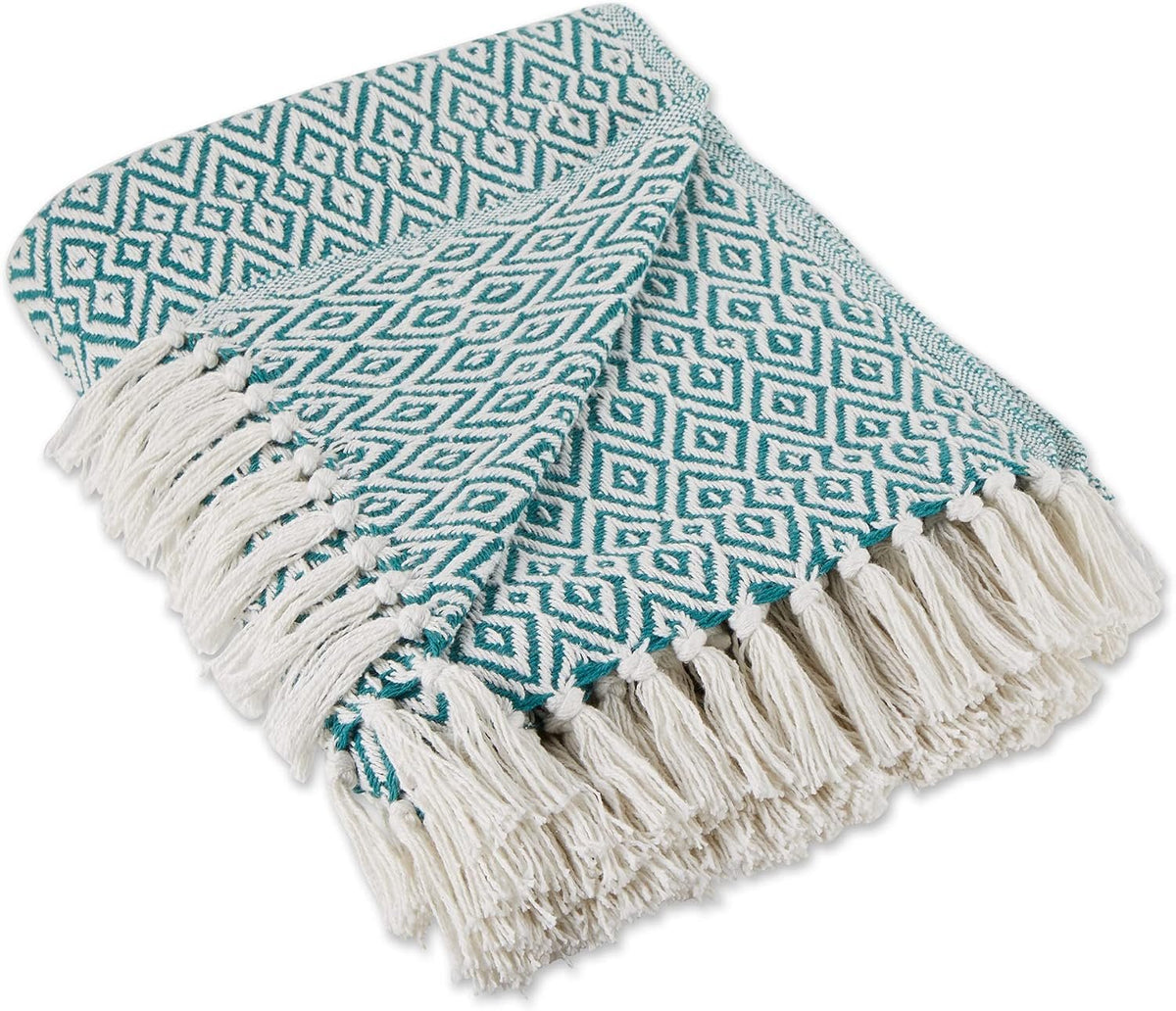 Neat Valley Cotton Diamond Fringe Throw additional product photo
