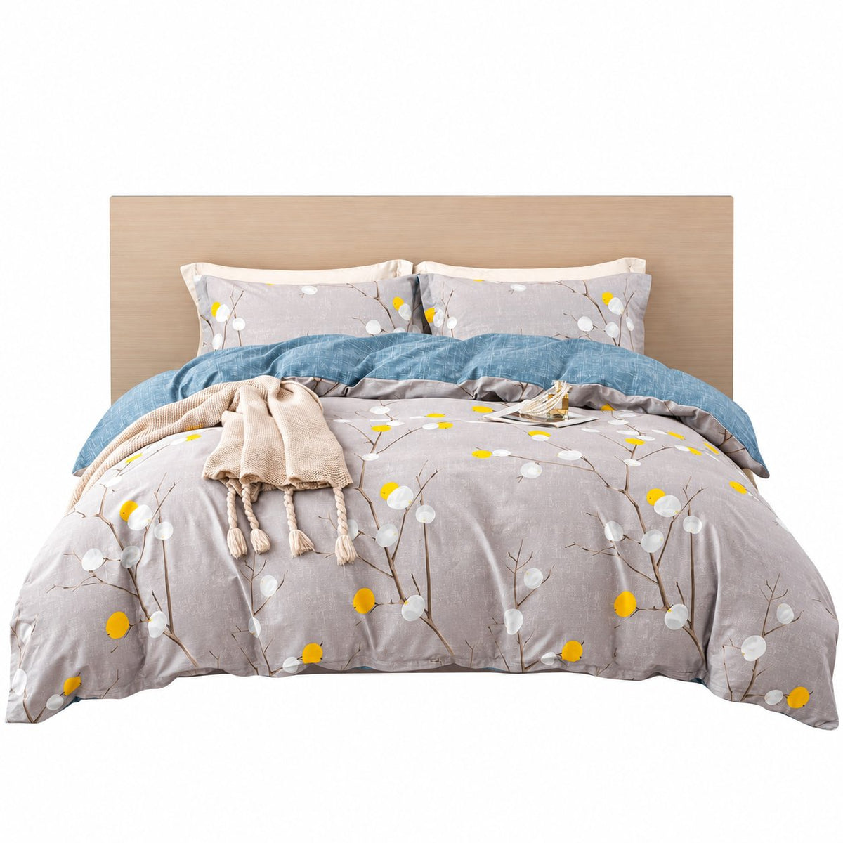 Neat Valley Cotton Botanical Duvet Cover Set studio product photo