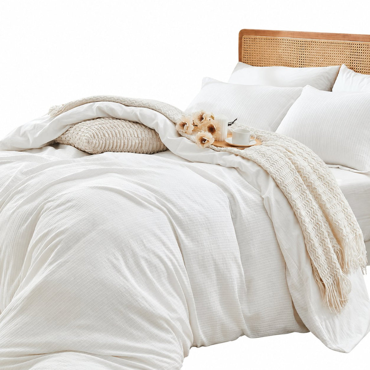 Neat Valley Washed Cotton Stripe Duvet Cover Set studio product photo
