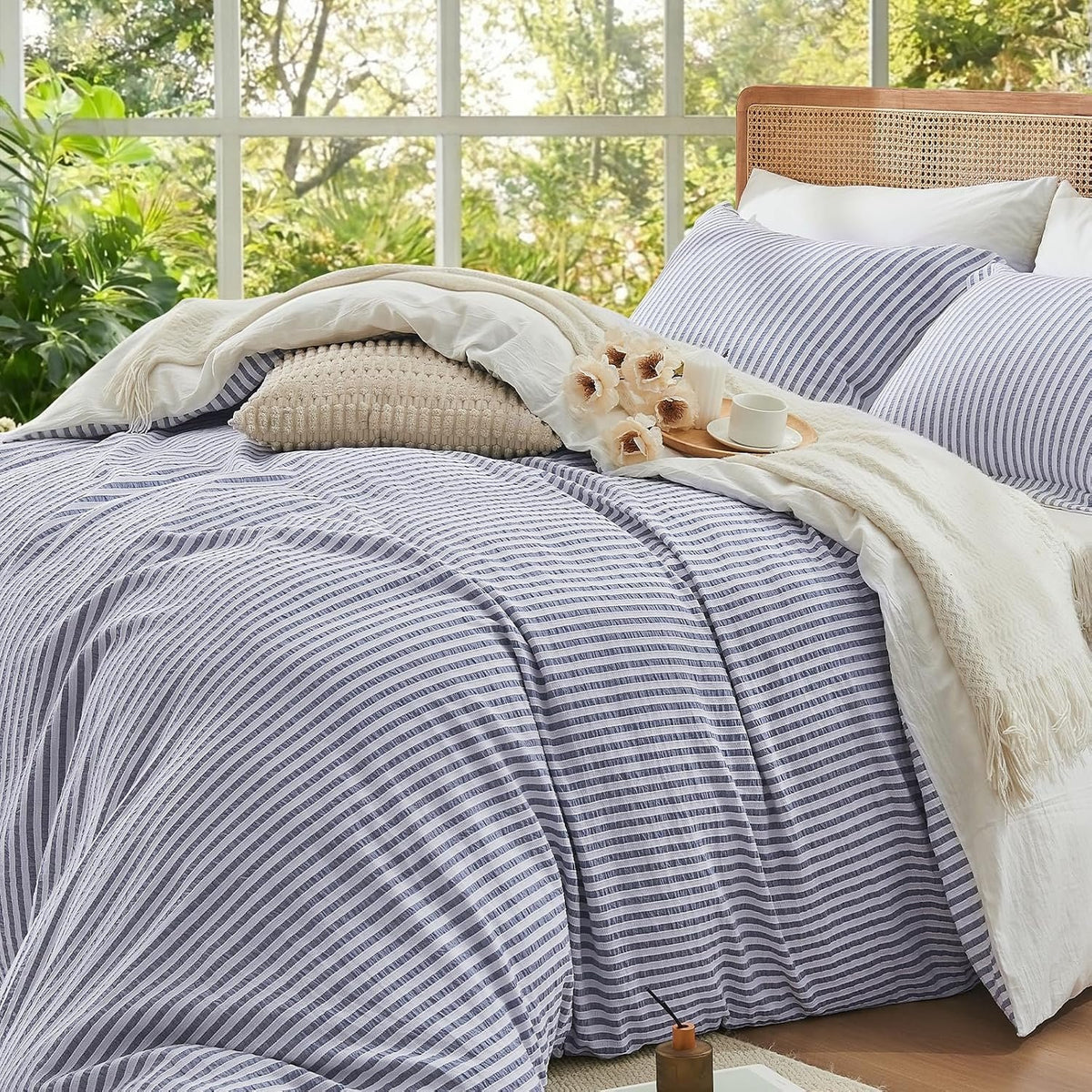 Neat Valley Washed Cotton Stripe Duvet Cover Set additional product photo
