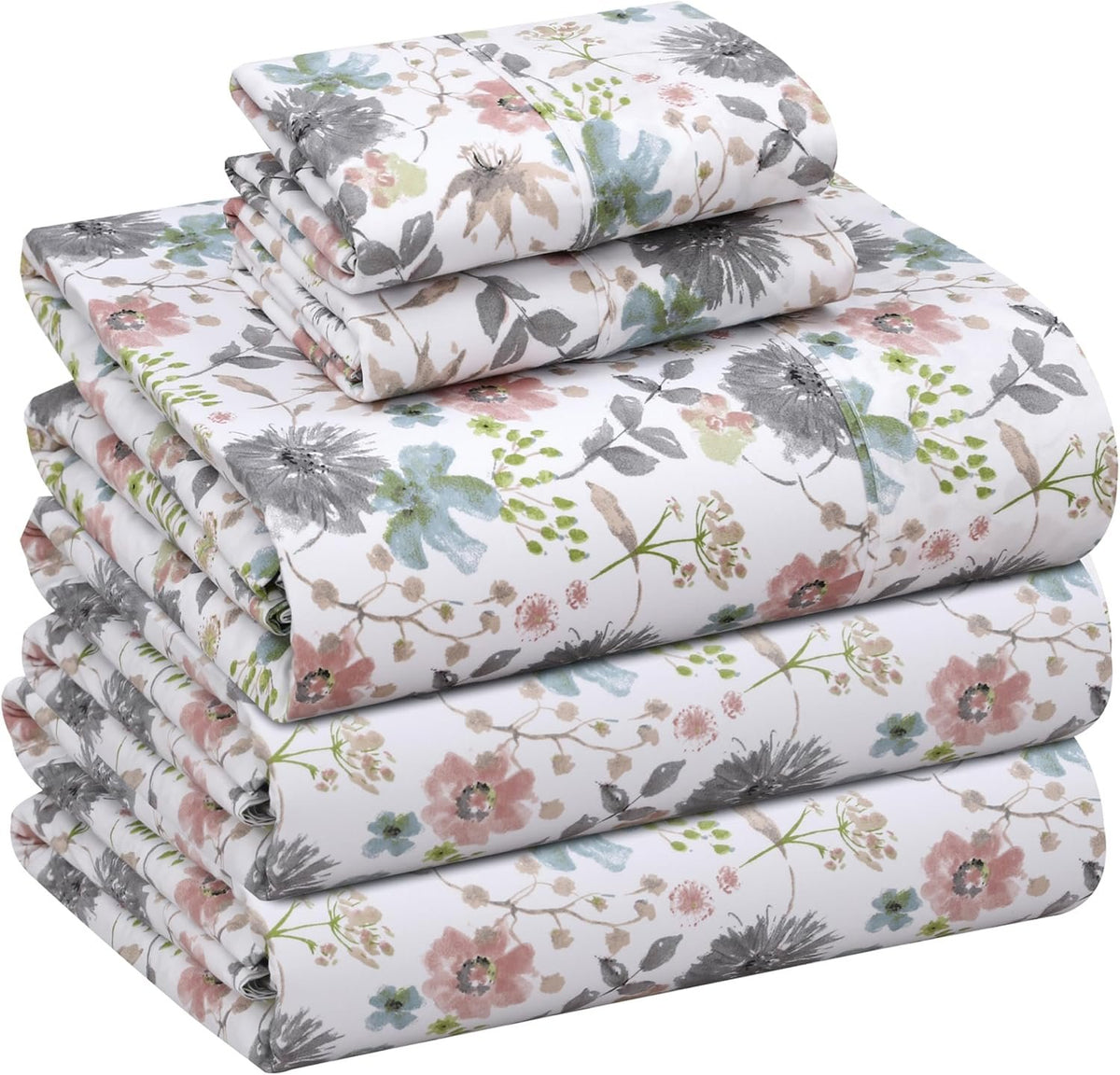 Neat Valley Cotton Percale Printed Sheet Set studio product photo