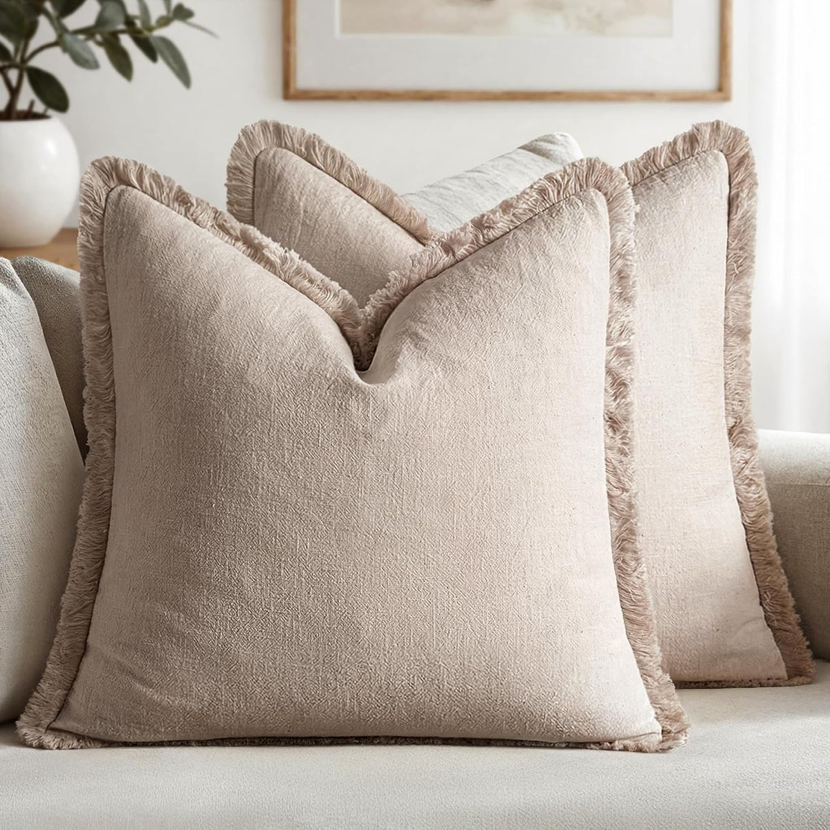 Neat Valley Cotton Linen Fringe Cushion Covers studio product photo
